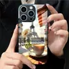 Aplicable a Funda de Vidrio Templado para Apple 18PRO 17PROMAX Cubierta Protectora Romántica Torre Eiffel iPhone16 Café 17E
