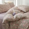 Conjunto de Quatro Peças de Capa de Edredom de Gaze Dupla Algodão Puro Classe A, Lençol de Cama Estilo Fresco 100% Algodão, Lençol com Elástico, Conjunto de Três Peças para Dormitório Estudantil