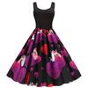 9298# Real Shot Amazon Explosions Vestido estilo Hepburn retrô europeu e americano sem mangas estampado