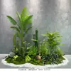 Combinação de Paisagismo com Plantas Artificiais Internas para Vitrines de Shopping Centers, Plantas Verdes Falsas, Paisagem Decorativa Suave, Palmeira Areca, Palmeira Viajante, Bonsai Tropical