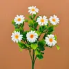 Flores de Plástico Falsas de Margarita Hojas de Espinaca Manzanilla Decoración para Maceta Exterior en Ventana Crisantemo de Plástico
