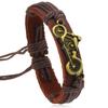 Pulsera sencilla de cuero tejido retro, joyería nueva caliente transfronteriza, aleación, motocicleta, piel de vaca, pulsera para hombre