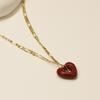 Collar con colgante de corazón de esmalte retro simple de acero de titanio europeo y americano, cadena de clavícula de acero inoxidable con colgante de amor tridimensional para viajeros de moda