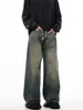 Jeans Retro Americanos de Corte Limpio Desgastados para Hombres y Mujeres, Pantalones Casuales Sueltos de Pierna Ancha Vintage de Gama Alta