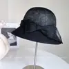 Sombrero de Pescador Transpirable de Lino con Empalme para Mujer, Elegante y Versátil Sombrero de Paja con Protección Solar para Compras y Viajes, Sombrero Tipo Cubeta de Moda