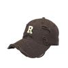 Gorra de Béisbol Suave Estilo K con Agujero de Letra R para Primavera y Otoño para Mujer, Simple y Versátil, Ala Ancha, Circunferencia de Cabeza Grande, Gorra con Visera para Mujer, Moderna