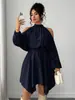 Comercio Electrónico Transfronterizo AliExpress Europa y América Amazon Vestido de Manga Larga Otoño Color Sólido