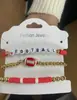 Pulseras de Arcilla Suave Deportivas, Colgantes de Aleación de Béisbol, Baloncesto, Fútbol, Pulseras Apilables de Arcilla Suave de Colores, Joyería de Cuentas de Voleibol