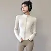 Jaqueta Esportiva para Corrida ao Ar Livre Roupas de Yoga Femininas Roupas Fitness Top Manga Longa Respirável Secagem Rápida Roupas Emagrecedoras e Afinando a Cintura