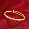 Pulsera de boda de empuje y tiro con dragón y fénix antiguos chapada en 24k, pulsera de boda de lluvia de meteoros estrellada, pulsera abierta para novia