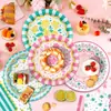 Bp027 Plato de Papel con Flores de Colores Vajilla para Fiesta Festiva para 8 Personas Decoración Pequeña de Flores Silvestres Plato de Papel Desechable