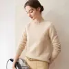 Suéter 100% Cachemir Puro para Mujer Cuello Redondo Estilo Básico Holgado Adelgazante Simple Versátil Suave Pegajoso Tejido de Punto Capa Base Suéter Engrosado