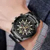 Reloj de pulsera de acero de AliExpress para hombre, con tres esferas y seis agujas luminosas, calendario europeo y americano, resistente al agua, de cuarzo.