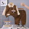 Conjunto de Moda para Niños 2025 Otoño Nuevo Estilo Coreano Moderno Dibujos Animados Chaleco de Conejo de Manga Larga Conjunto de Tres Piezas para Niños Pequeños y Niños