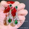 Aretes bohemios de cristal color esmeralda en forma de gota, de industria pesada, europeos y americanos retro, con micro incrustaciones de circonita, elegantes y de lujo ligero