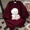 Camiseta de seda de leite com estampa divertida de urso estilo americano, manga curta, para estudantes homens e mulheres, corte solto, top casual ins de verão, moderna