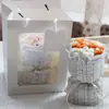 7 ramo de punto de lana flor pompón estilo campestre pequeño ramo para sostener ramo de tela tejida al por mayor