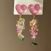 Pendientes de Flor Coloridos con Aguja de Plata Estilo Vacaciones de Verano, Pendientes de Moda de Lujo Ligero de Alta Gama, Accesorios para Orejas de Nicho para Mujeres