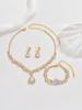 Conjunto de 4 piezas de collar, pendientes, pulsera y anillo con efecto superdeslumbrante para banquete de bodas de lujo europeo y americano.