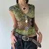 O Mágico de Oz Floresta Profunda Estampado Retro Gola Polo Slim Fit Elástico Elegante Estilo Europeu e Americano Verão Feminino Manga Curta