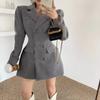 Abrigo de Lana Retro Francés de Otoño e Invierno Entallado y Adelgazante con un Elegante Diseño de Doble Botonadura, Estilo Socialité, Chaqueta Blazer Llamativa para Mujer
