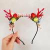 Diadema de Cuernos de Reno Navideño Pasador de Flor de Cuerno de Alce Dulce y Lindo Popular para Transmisión en Vivo Fotografía Accesorios para el Cabello Diadema Lazo