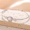 Pulsera Explosiva de Zirconia Rosa para Mujer, Pulsera de Anillo Sencillo de Alta Gama, Pulsera de Corazón de Lujo Accesible de Nicho, Joyería Nueva