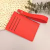 Porta-cartão de moeda ultrafino, brinde para empresa, de mão com zíper, porta-cartão curto de cor sólida, personalizável com padrão e logotipo