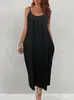 Vestidos de Amazon Europeos y Americanos Comercio Exterior Transfronterizo Ropa para Mujer Cuello en V Casual Holgado Estilo Perezoso Verano Adelgazante Vestido de Tirantes