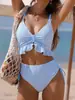 2026 Novo AliExpress Europeu e Americano Cor Sólida Alças Sexy Biquíni Duas Peças Maiô Feminino Piscina Quente Praia Roupa de Banho