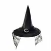 Nuevos Accesorios Decorativos de Halloween Sombrero de Mago Femenino Adulto Tul Sombrero de Bruja Disfraz Poliéster Sombrero Taaf