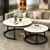Mesa de centro redonda para sala de estar, lujo ligero, minimalista, moderna, adecuada para apartamentos pequeños, móvil y una combinación de mesas de centro estilo minimalista