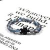 Pulseira Cristal Rosa Natural Malaquita Verde Pulseira Moda Feminina Masculina e Feminina Tartaruga Elástica Pulseira de Casal Pulseira