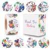 Spot Wholesale Pegatinas Florales de Gracias de 1 Pulgada 16 Diseños Animales Rollo Etiquetas de Sellado Autoadhesivas