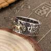Anillo de moda para hombre Xiangyun retro de boca abierta dominante, combinación de anillos apilables, anillo individual para hombre, anillo abierto desgastado