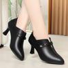 Zapatos de tacón grueso de boca profunda para mujer, primavera y otoño, nuevo cuero suave, estilo temperamento, tacón alto de punta, zapatos de mujer, zapatos de trabajo profesionales, una generación de pelo