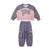 Ropa Exterior de Nuevo Estilo para Niñas, Atuendos de Primavera y Otoño para Niños Pequeños y Estudiantes, Conjunto Deportivo de Dos Piezas Holgado, Moderno y Elegante