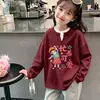 Blusa casual solta de malha waffle com mangas compridas, estilo duas peças falsas, nova para primavera e outono, para crianças