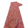 Vestido de novia de malla con cuentas y bordado en tubo, tela de encaje con lentejuelas y tul bordado, encaje con cuentas