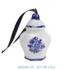 Joyería Cerámica Chapada en Oro Regalo de Año Nuevo Colgante Decoración Coche Rojo Mini Florero de Porcelana Azul y Blanca Colgante Adorno de Carrillón de Viento