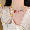 Cadena Clavícula Estrella Lazo Amarillo Collar de Cuentas Infantil Lindo para Mujer Accesorios de Collar Atmósfera Fotografía Vacacional