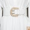 Cinturón de mujer decorativo elegante perla elástico nuevo traje negro ancho vestido cintura sello moda estilo ins cinturón