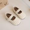 Zapatos Estilo Chanel para Niñas Primavera 2025 Nuevos Zapatos de Cuero Plateados Estilo Coreano para Niños Zapatos Planos Plisados Estilo Occidental