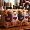 Bolso acolchado con patrón de pollito lindo transfronterizo, bolsa de cosméticos multifuncional, impresión digital, directo del fabricante