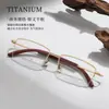 Armazón Vintage Hecho a Mano para Gafas de Hombre de Media Montura con Patillas de Titanio y Madera de Sándalo Natural, Soporta Lentes de Graduación, Directo del Fabricante