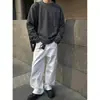 Otoño/Invierno 2026 Nuevo Camiseta Casual Suelta de Color Sólido con Cuello Redondo y Manga Larga de Chenille Estilo Americano High Street para Hombre y Mujer Tendencia