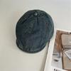 Gorra Avanzada de Mezclilla Lavada Vieja para Mujer Estilo Japonés Retro Cabeza Grande Boina Anti-Desgaste Cara Pequeña Sombrero de Pintor Moderno