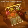 Quadro de Desenho Luminoso Apagável DIY Quadro Fluorescente Quadro de Escrita Transparente Brinquedo Pintado à Mão para Crianças Quadro de Desenho para Copiar Desenhos de Desenho Animado