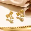 Pendientes de acero inoxidable con lazo dulce y fresco, con temperamento geométrico, personalizados y modernos para mujer.