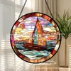 Veleiro Marítimo Transfronteiriço Pingente de Vidro Colorido Ornamento de Vidro para Pendurar em Casa Decoração de Janela Jardim Pegador de Sol